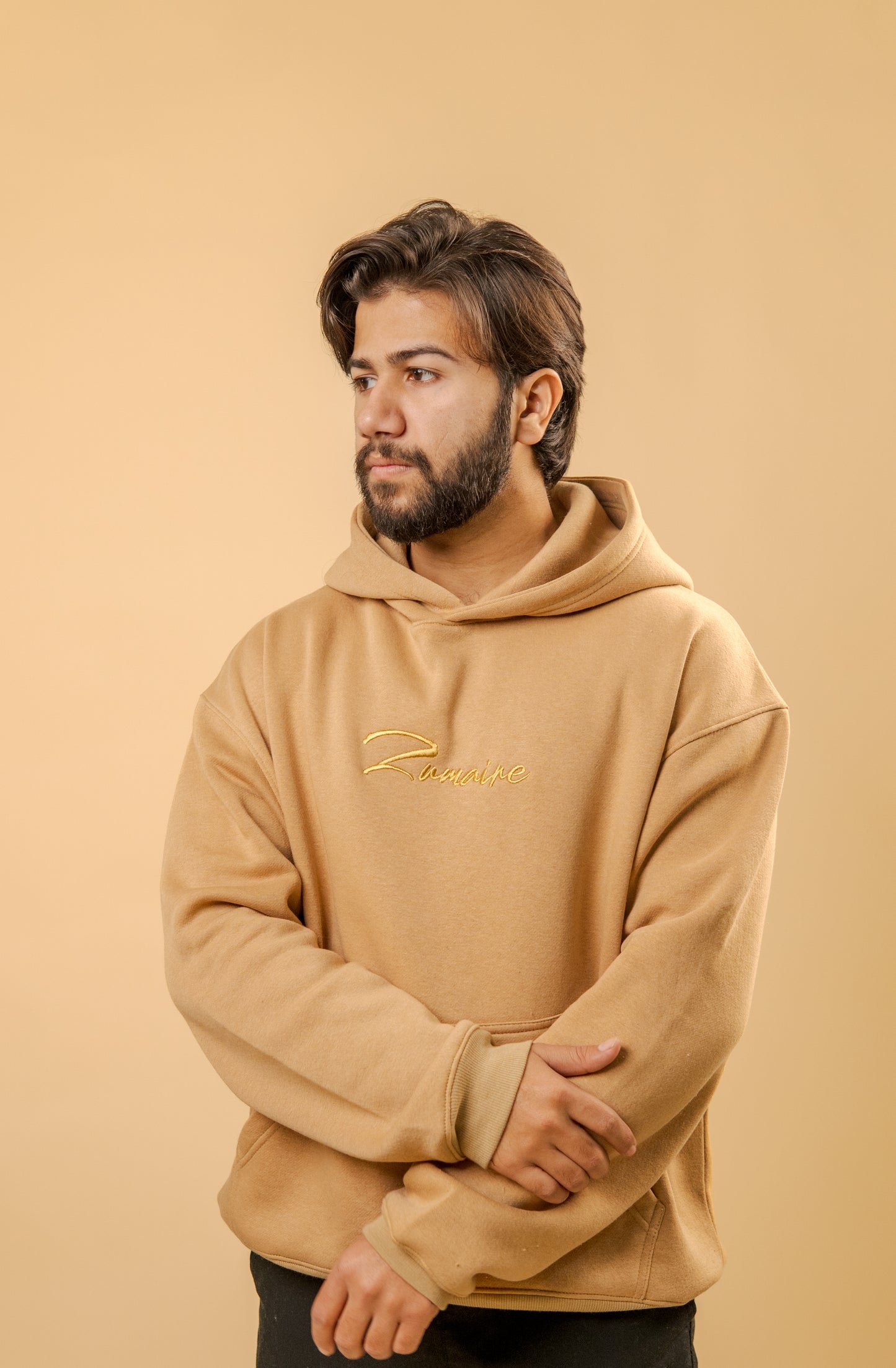 Caramel Cloud Embroidered Hoodie