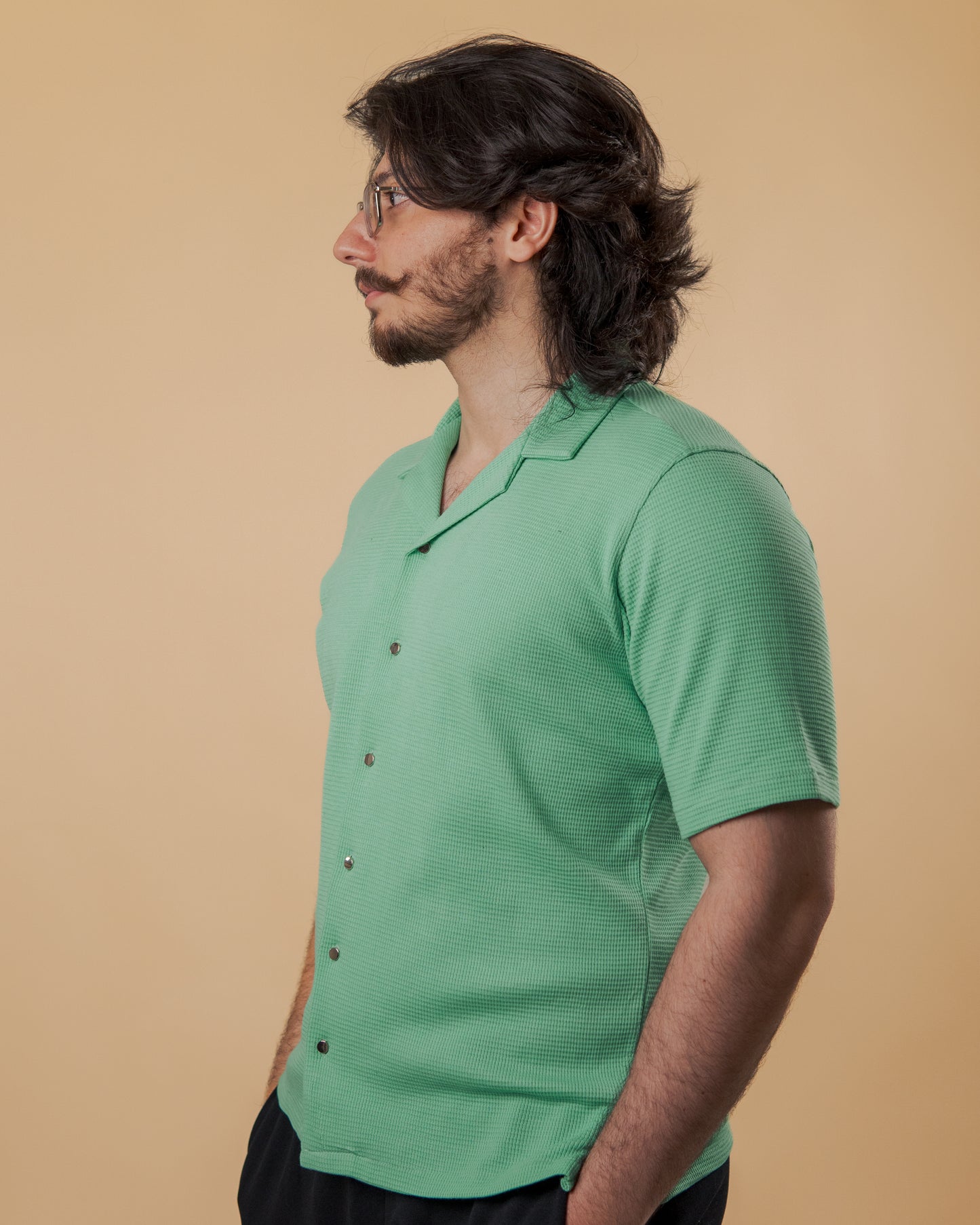 Mist Noir Waffle Knit Cuban Shirt