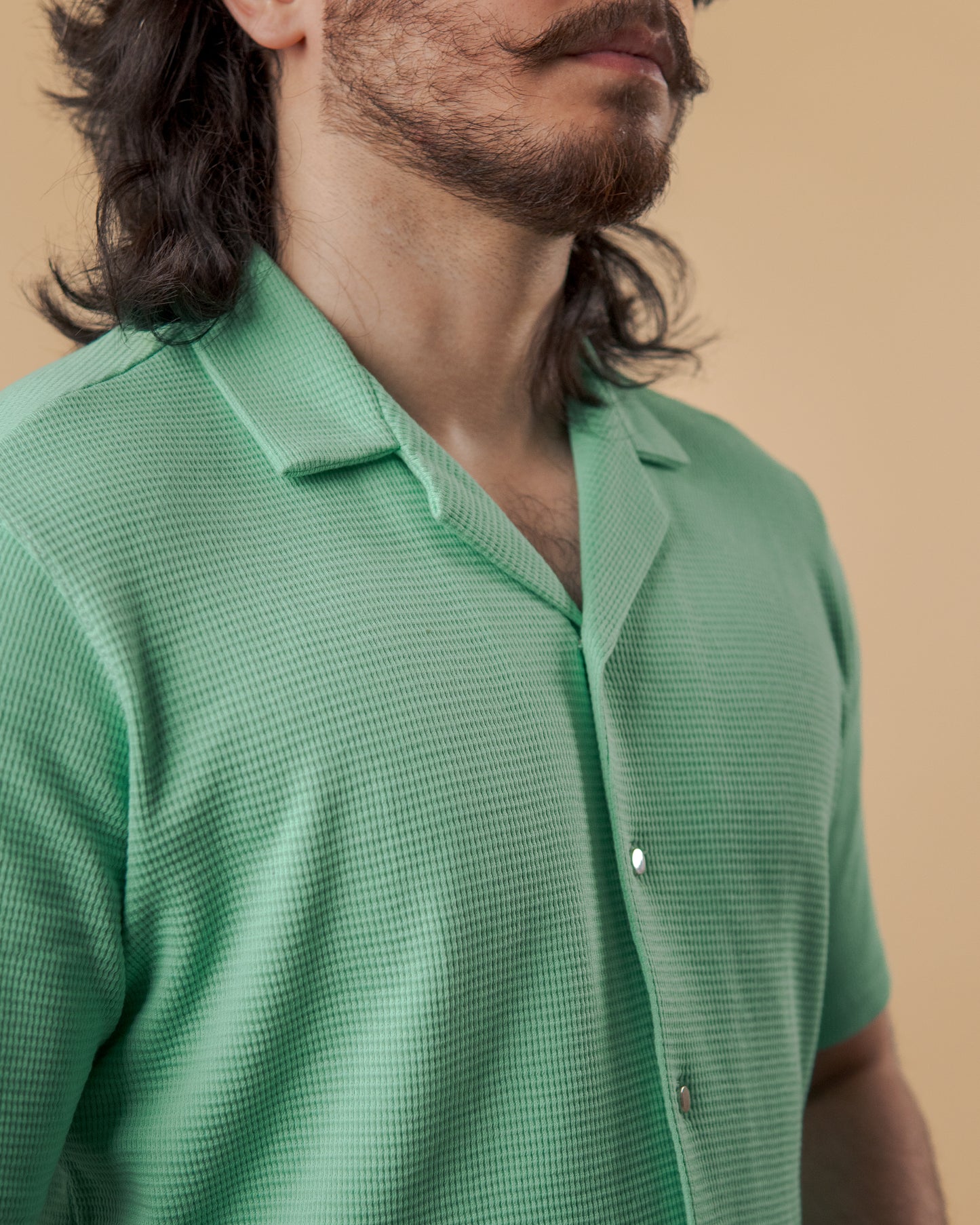 Mist Noir Waffle Knit Cuban Shirt