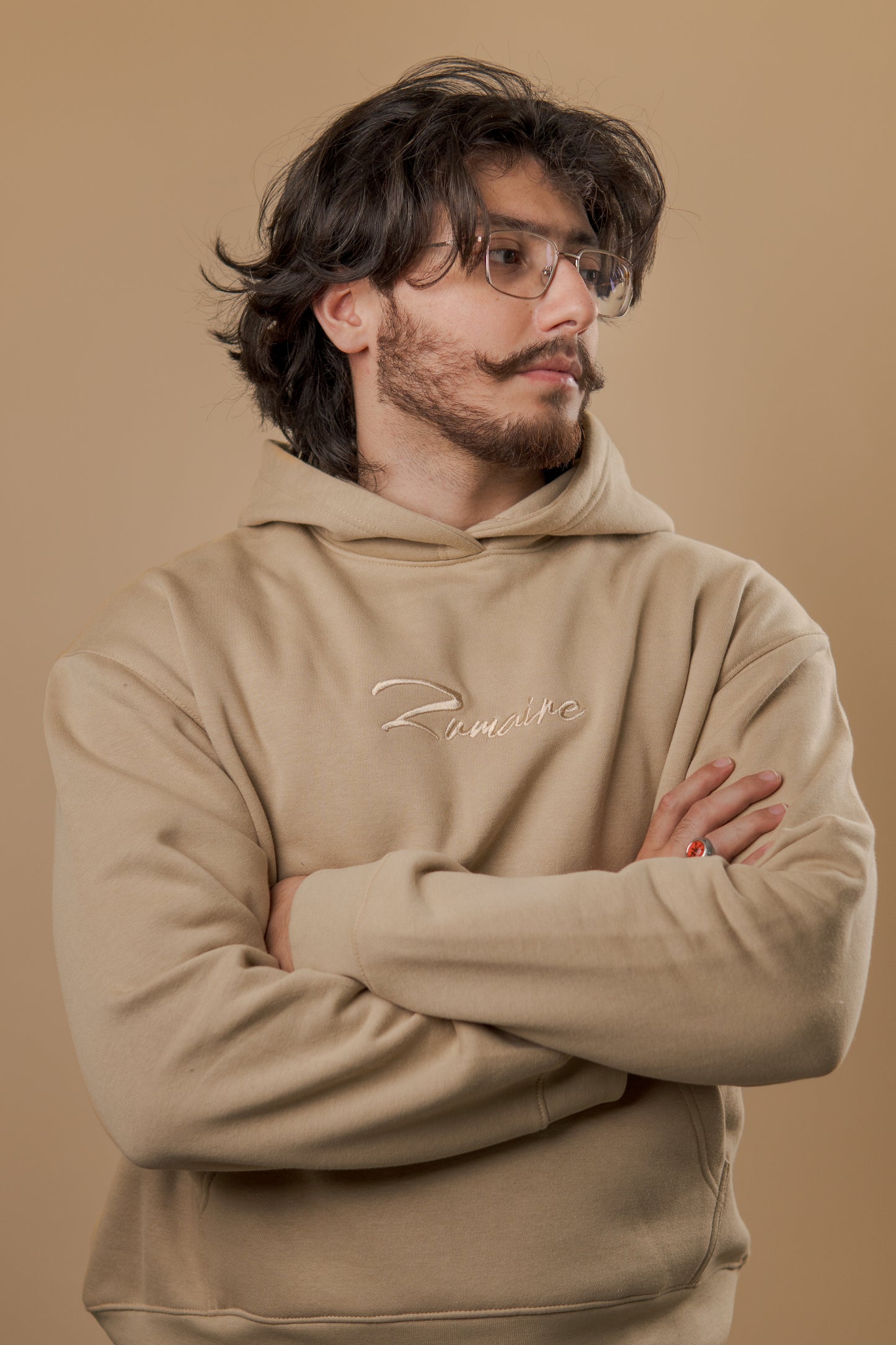 Sandstone Serenity Oversized Cropped Hoodie