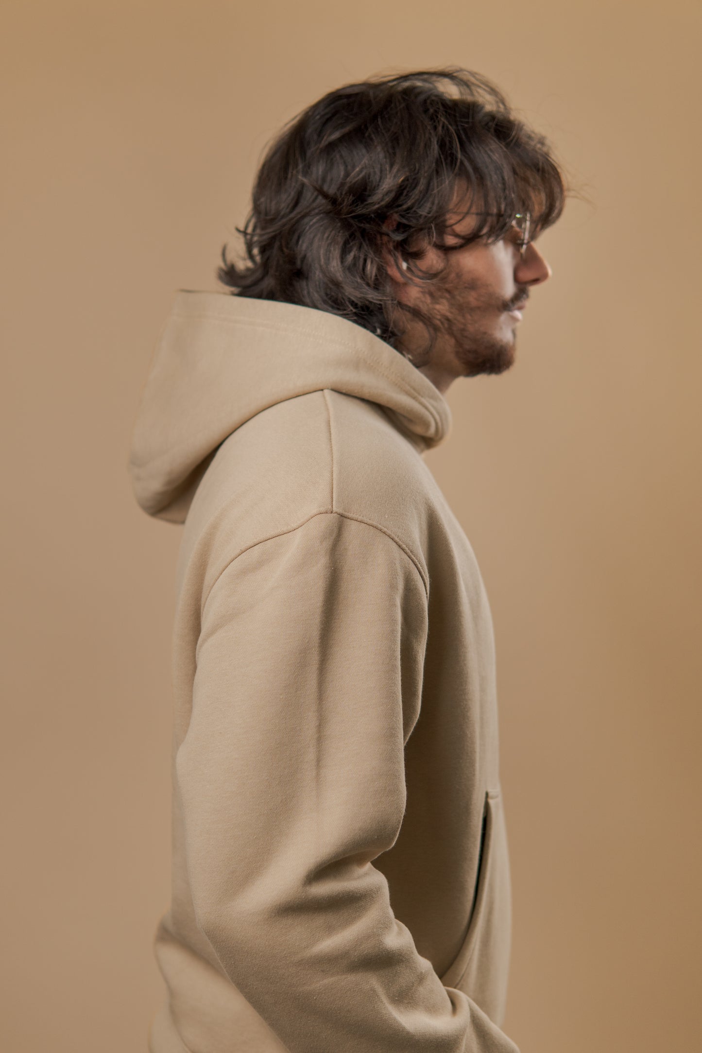 Sandstone Serenity Oversized Cropped Hoodie