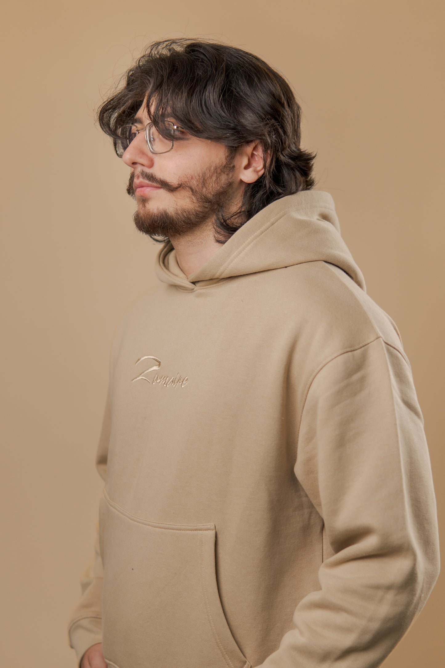 Sandstone Serenity Oversized Cropped Hoodie