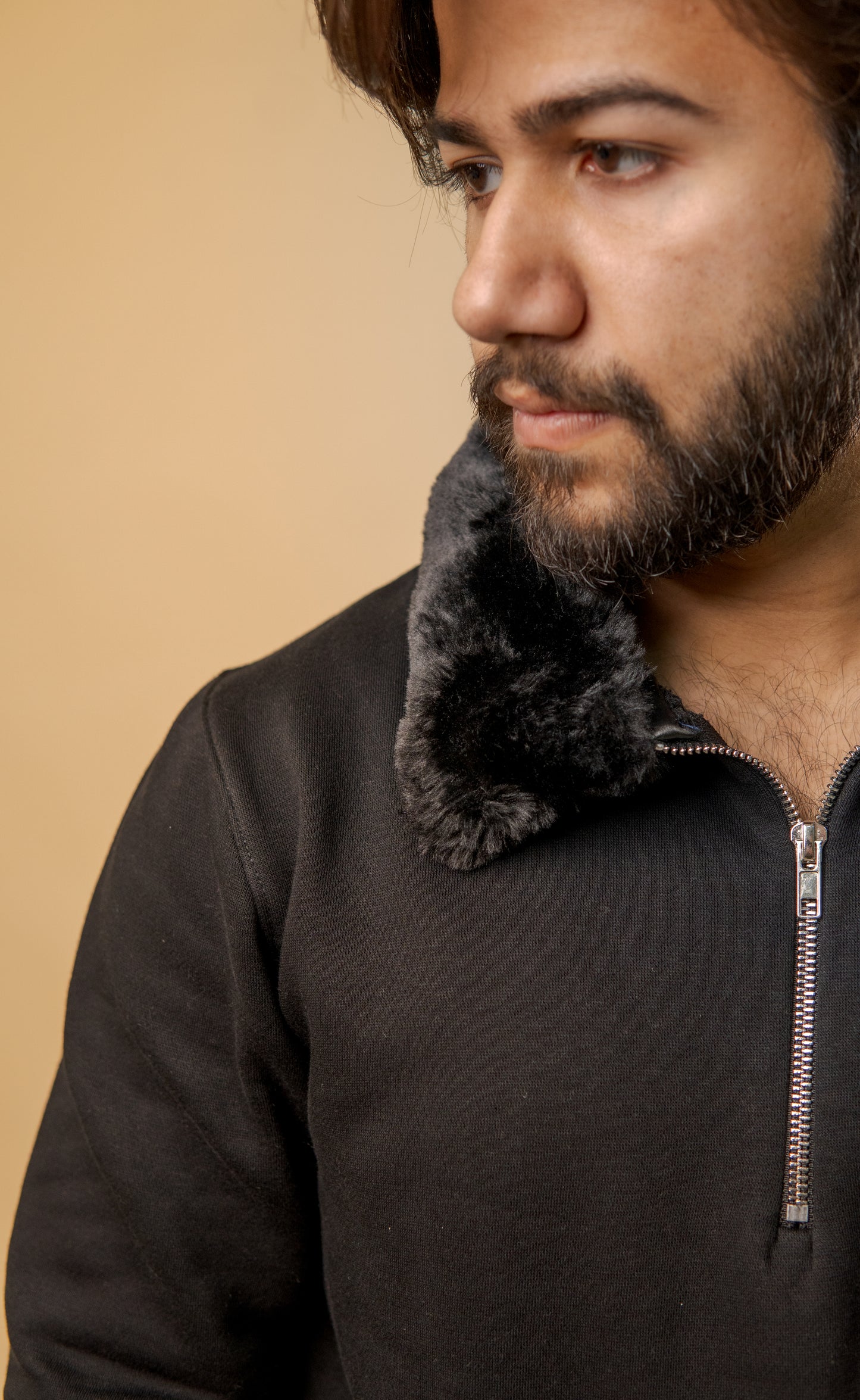 Midnight Fur Collared Sweatshirt