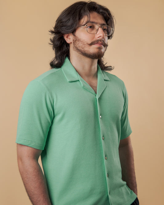 Mist Noir Waffle Knit Cuban Shirt